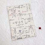 ブックカバー★選べるサイズ&裏地カラー★数学柄 数式 生成り★文庫判 新書判 四六判 A5判 手帳カバー