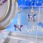 万華鏡 偏光ガラス製｜蝶のピアス・イヤリング～オーロラ 紫 大ぶり 青 透明感