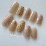 【10名様限定 50％オフ】和柄ネイル　麻の葉ネイル　-Beige-⌇成人式・卒業式・結婚式ネイル⌇完全オーダーメイドネイルチップ