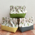 サボテン♪小さめバネ口ポーチ♪イエロー＊グレー