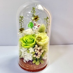 プリザーブドフラワー⭐︎うさぎと薔薇のボトルフラワー⭐︎ナチュラルグリーン