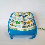 お弁当袋 26×17㎝マチ10㎝ 裏地なし [でんしゃpop×青] 入園準備 幼稚園 保育園 男の子 電車