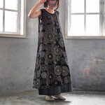 新作カラー＊オリジナル生地＊着丈2展開＊羽織としても◎サークルフラワーモチーフ×ペイズリー柄＊ロングワンピース＊グリーンブルー