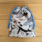 【sale】巾着  25×20センチ  給食袋、コップ袋など　海の生き物🐳深海生物　(裏地なし)