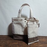生成りとブラウンのトートバッグ✩スマホポーチ付き