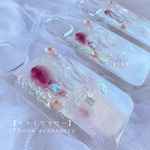 【ドライフラワー】 透明 クリア ボタニカル ニュアンス お花 ニュアンスiPhoneケース  ピンク 