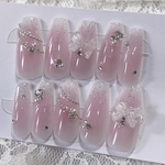 【ネイルチップオーダーページ】春ネイル/ニュアンスネイル/透明/リボン/ハート/シンプル/フラッシュラメ/パープル/バレリーナ