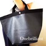 合皮トート ブラック×ブラック サイズL