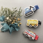 送料無料3点セット♩働く車！ショベルカー・バス・救急車のベビーヘアクリップ・ペットアクセサリー  ・キッズヘアゴム
