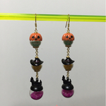 （送料無料）ハロウィン3連ガラスドームピアス