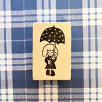 963hanko 消しゴムはんこ: 水玉傘の女の子