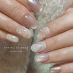 【No26】 sakura flowerオリジナルデザイン　ネイルチップ　桜ネイル　フラワーネイル　春ネイル　スプリングネイル　あざとネイル　ネイルチップ着画　ちゅるんネイル　うるうるネイル