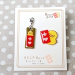 【数量限定】ヘルプマークぴよ🐥ピンズ＆チャームセット(グリーンティー・金具シルバー）