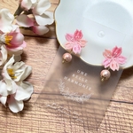 つまみ細工の桜のピアス☆コットンパール(ピンク)　サージカルステンレス対応