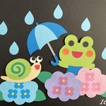 【壁面飾り】６月 梅雨　かえる＆あじさい＆かたつむり