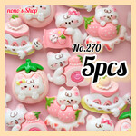 No.270　ハンドメイドパーツ　デコパーツ　カボション ねこ　いちご　ピンク