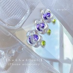 【ちゅるん フラワー 】 花 透明 クリア ニュアンス 韓国 韓国っぽ 紫 パープル iPhoneケース  iPhone11 iPhone12 iPhone13 iPhone14