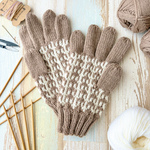 【キット】木立模様メンズ５本指手袋＜ブラウン＞