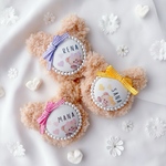 〈全3色〉くま型 お名前キーホルダー ネームタグ　お名前 キーホルダー　ロゼット　女の子　幼稚園　保育園　入園準備　マザーズバック  プレゼント　卒園　入学グッズ　入園グッズ　ランドセル　名入れ