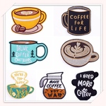 YX05 刺繍アイロンワッペン　コーヒー　2枚分セット　ご希望の番号をコメント欄に記入してください