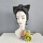 【ダークグレー】ワッシャー生地  頭痛のしにくいヘアターバン