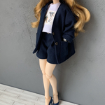 セット⭐︎オーバーサイズノーカラージャケット+ショートパンツ　ネイビー　22cmドール ドール服　ピュアニーモ