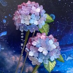 紫陽花のかんざし キラキラ青紫グラデーション