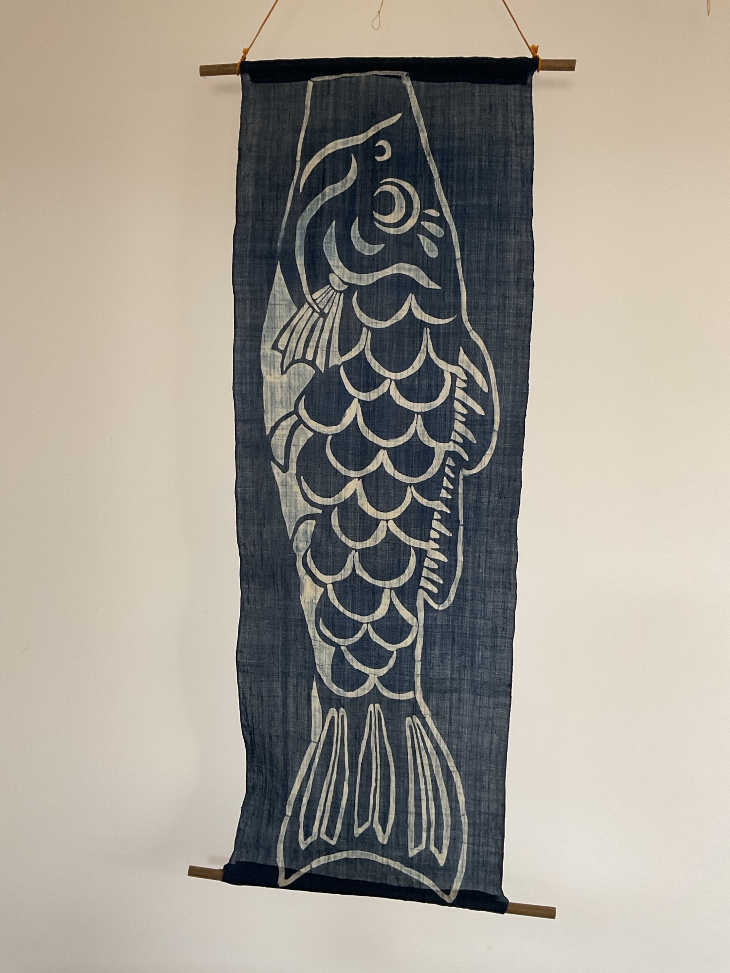 正藍染 鯉のぼり タペストリー 2枚組 名入れあり 手染め 藍染鯉のぼり