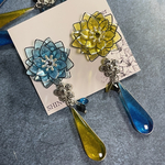 芳月下美人 レモンソーダ🩵💛揺れる ピアス イヤリング