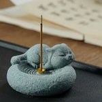 石材猫香炉　お線香立て