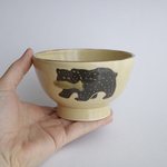 熊と鮭のお茶碗(イエロー)　飯碗 / ごはん茶碗 / ボウル / 陶器