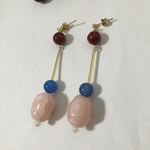 変形チェコビーズのレトロ風大ぶりピアス