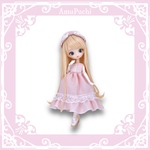 シンプルなカラードレス＆ヘッドリボン2点セット（パウダーピンク×白レース） Harmonia bloom ハルモニアブルーム ニアハルモニア オビツ22 ruruko PNXS 等