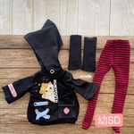 JANAYA ハンドメイド　幼SD服　黒色猫柄洋服　パーカー　3点セット　翌日発送