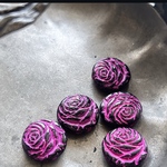 【2コセット】#czech beads#チェコビーズ　rose18㍉ black/pink 
