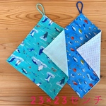 海のどうぶつ柄 【23×23】ループ付きタオルセット
