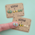 もっと！小粒なお花とレモンのピアス　サージカルステンレスワイヤー使用　お好きな6粒選べます　ミントグリーン　ブルー　レモン　ラッピング無料