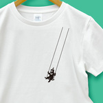 3日納期 空中ブランコ熊 Tシャツ ホワイト 白 メンズ レディース tシャツ くま クマ イラストT ゆるかわ 父の日 短納期 翌日発送 送料無料