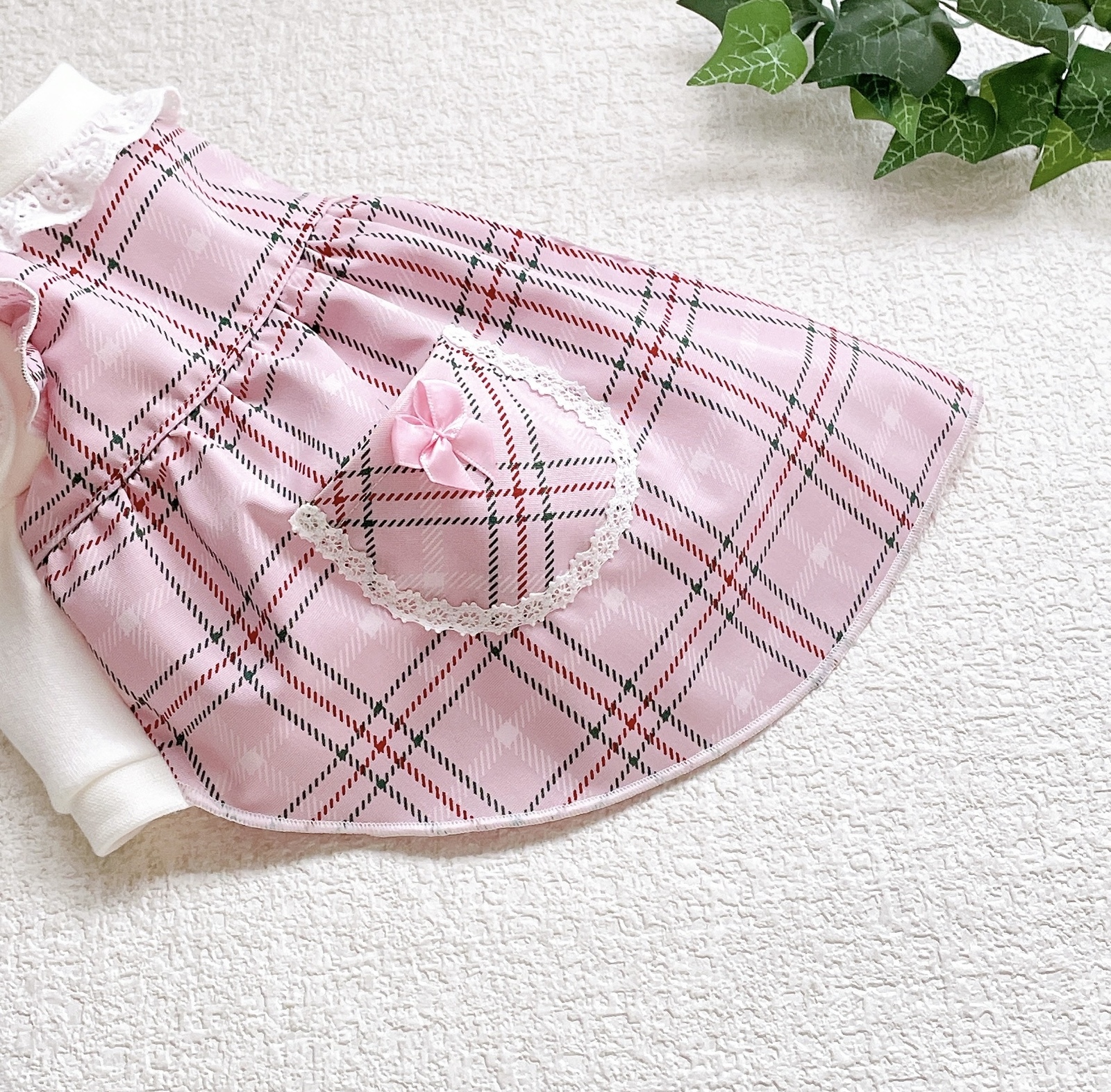 ピンクチェックのワンピース/犬服 - ＊yumekokoti＊ | minne byGMO