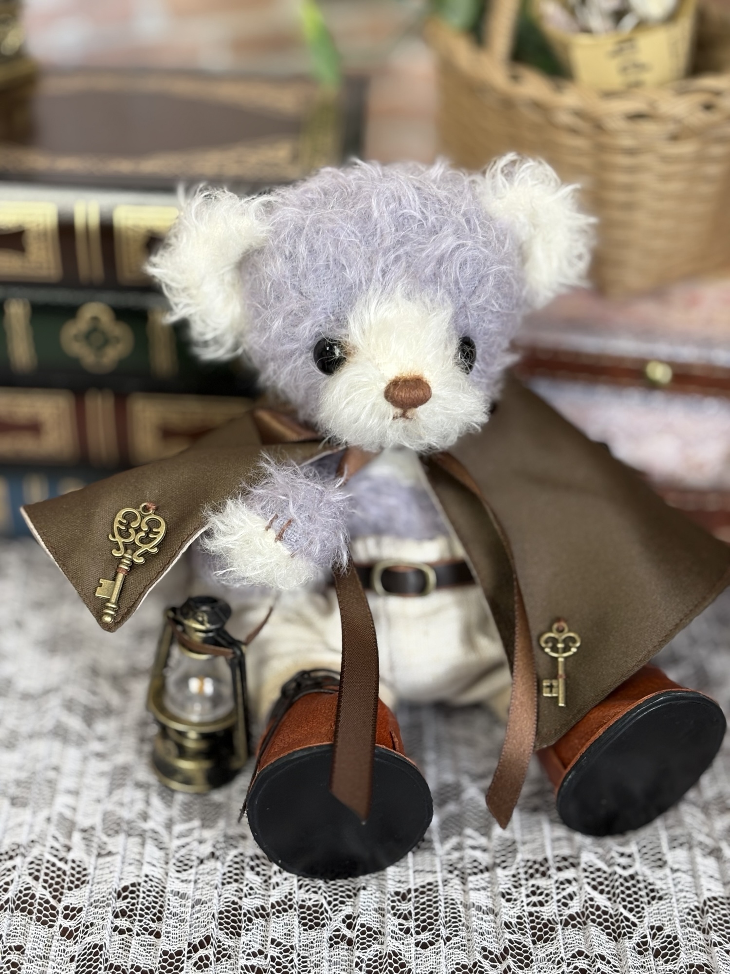 aCtt様お取り置き ハンドメイド　本革　テディベア　2匹 完成品】【限定カラー】栃木レザー(サドルレザー)使用☆本革