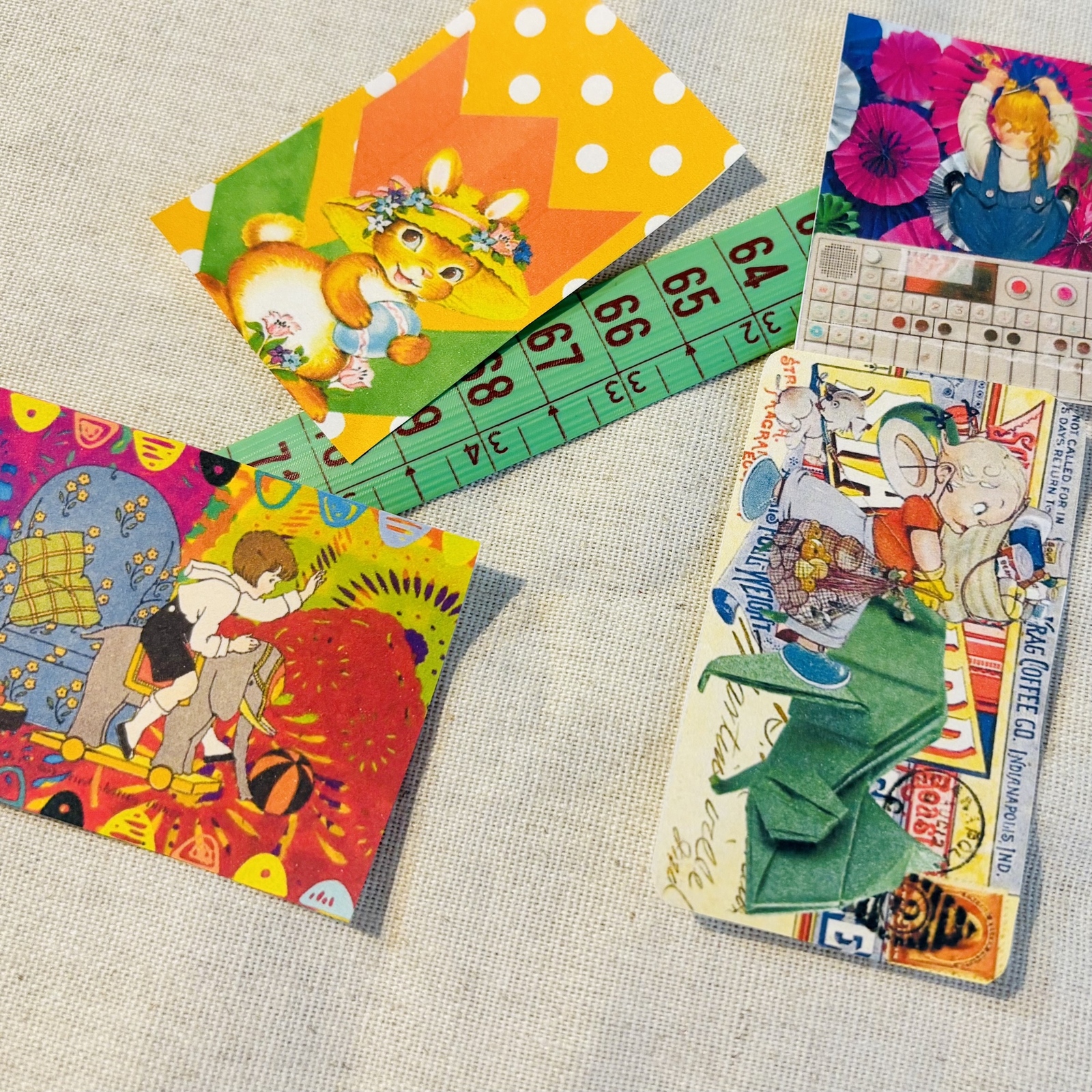 ビンテージ 折り紙 コラージュ ジャンクジャーナル 素材 - 紙モノ雑貨