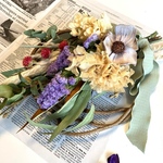 【送料無料】ドライフラワーリース　蔓リース　玄関リース　ナチュラルリース　パープル×ホワイト