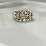 no.047 silver×gold ビーズリング