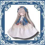 クラシカルローズのドレス＆ヘッドリボン２点セット ♱ アンティークブルー × 生成りレース ♱ Harmonia bloom ハルモニアブルーム ハルモニアハミング ニアハルモニア ミディブライス 等