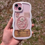 「全機種対応」 インド刺繍リボン　スマホシート　iPhoneケース ピンク　花柄