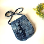 デニムリメイク　リバーシブルショルダーバッグ