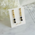 ピアス　天然石　ブラックスピネル　サージカルステンレス