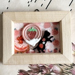 【黒猫といちご狩り🍓】猫 シーリングスタンプ レジン  春 いちご  苺 ネコ 【ミニ額装】