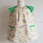 半袖スモック☆恐竜×グリーン系袖(110size)