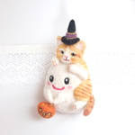 おばけに乗ってGO！ハロウィン猫☆羊毛